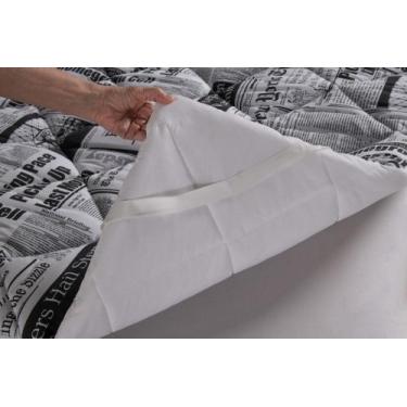 Imagem de Pillow Top Cama Casal Percal Protetor De Colchão Extra Macio Jornal - 