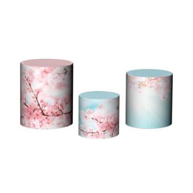 Imagem de Trio De Capa Cilindro - Flor Cerejeira Realista 006 - Via Cores