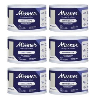 Imagem de Kit 6 Esparadrapo Impermeável Branco 2,5cm X 4,5m - Missner