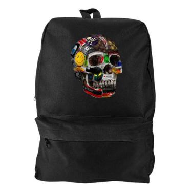 Imagem de Mochila Bolsa Masculina Basica Escolar Pega a Visão Estampado Caveira 