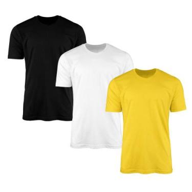 Imagem de Kit 3 Camisetas AMGK Masculina Lisa Básica 100% Algodão, Masculino, M,