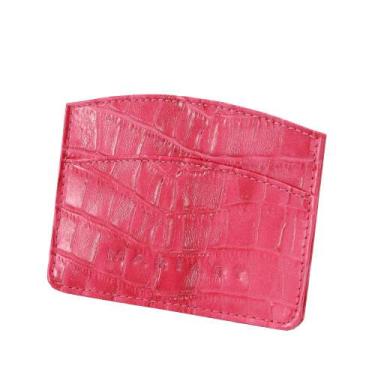 Imagem de Porta-Cartão Couro Mariart Quartzo, Croco pink