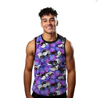 Imagem de Camiseta Regata Verão Estilo Moda Praia Yin-Yang 3D Bolinhas Flor 1205