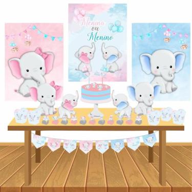 Imagem de Kit Festa Chá Revelação Elefantinho Lembrancinhas Decoração - Cg Mimo 