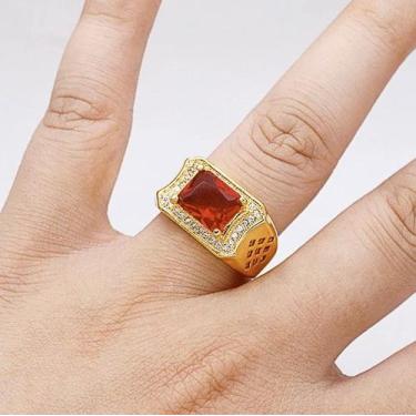 Imagem de ANEL LUXO PEDRA VERMELHA AJUSTÁVEL - Banhado a Ouro 18K - ToJoia18k