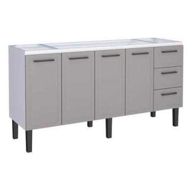 Imagem de Gabinete de Cozinha Cinza em Aço 174cm 3 Gavetas Juno Cozimax