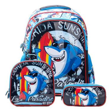 Imagem de Mochila Infantil Escolar Kit Mochila Menino Estojo Lancheira - OKI-NI,