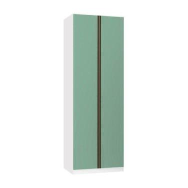 Imagem de Guarda Roupa Modulado 2 Portas 80cm Branco Com Verde Jade - LUCIANE