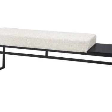 Imagem de Banco Estofado 2 Lugares Paradise Conforto Elegância Recamier Preto/Champanhe