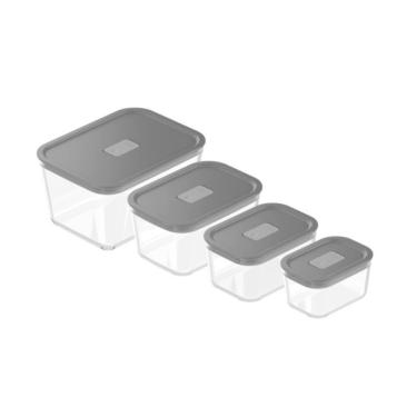 Imagem de Conjunto de Potes de Vidro Herméticos 4 Peças Fresh Lock Preto Ou