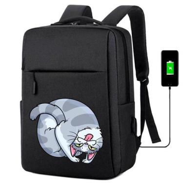 Imagem de Mochila USB Escolar Estampa Infantil Gato Notebooks, Trabalho Escola (