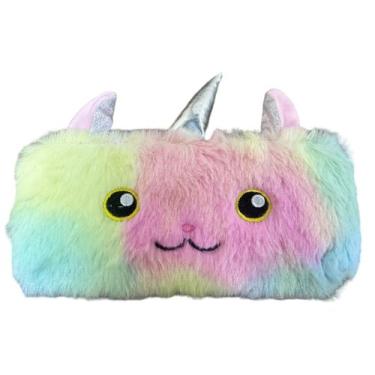 Imagem de Estojo Fofo Escolar Infantil Colorido de Pelúcia Unicórnio Feminino 20