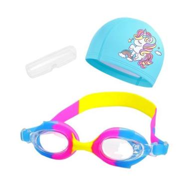 Imagem de Kit Óculos Natação Com Estojo e Touca Infantil Desenhos Coleção Peixin