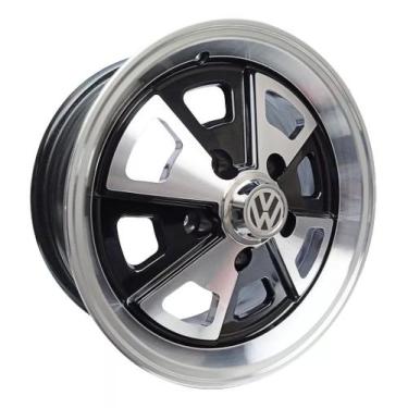 Imagem de Kit 4 Rodas Aro 14x6 Vw Kombi 5x112 R84 Preto Diamantado - Krmai