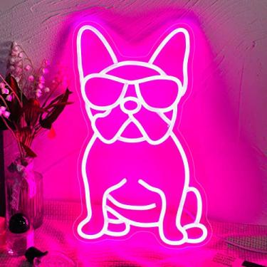 Imagem de iPuppy Placa De Néon De Buldogue Francês Frenchie Usando Óculos Luzes De Néon De Led Fench Bulldog Acessórios Decoração Decoração Frenchie Presentes De Buldogue Francês