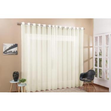 Imagem de Cortina Voal 4,00 X 2,50M Ilhós Cromado,Sala / Quarto Palha - Gabriela