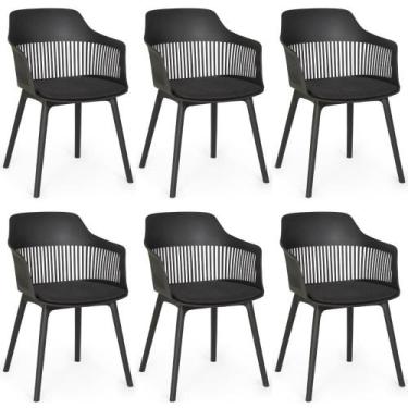 Imagem de Kit 6 Cadeiras de Jantar Estofada Marcela - Preto - Magazine Decor