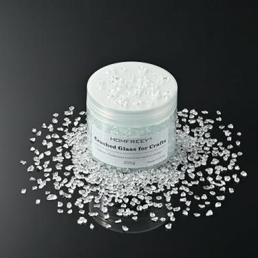 Imagem de Vidro marinho irregular, transparente, pequenos chips, para artesanato, várias opções de cores de 2-4 mm, lascas de vidro triturado, para enchimento de vaso de resina, peça de vidro quebrado para