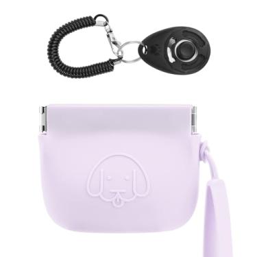 Imagem de WALLFID Bolsa Pequena de Silicone para Petiscos de Cachorro, Fecho Automático, com Clicker para Treinamento de Animais de Estimação, Bolsa de Caminhada para Cães E Gatos, Tamanho de Bolso, Fácil de Li