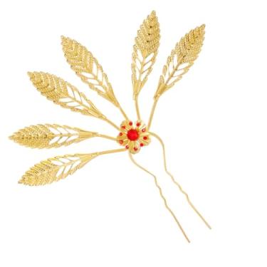 Imagem de Lureme Grampos de cabelo de folha oca dourada para mulheres, palitos de cabelo estilo folhas de liga vintage com strass (hb000016-1)