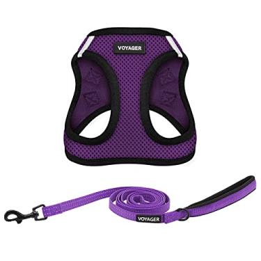 Imagem de Voyager Step-in Air All Weather Mesh Harness and Reflector Dog Combo de 1,5 m com alça de neoprene da Best Pet Supplies - Base roxa, XXXS (Peito: 25,4-29,2 cm * Gatos ajustados), 207TS-PUB-PP-XXXS