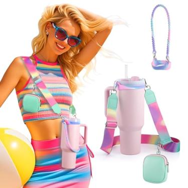 Imagem de FXTBE Alça de garrafa de água para acessórios Stanley Cup 1,134 g, com alça de ombro para Owala/Hydroflask/Simple Modern/Yeti Tumbler, suporte com carteira para copo Stanley 850 g 590 ml