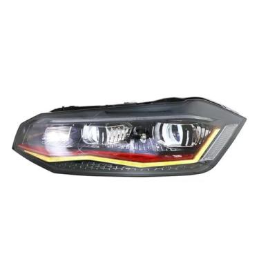 Imagem de Estilo do carro lâmpada de cabeça compatível para vw polo led farol anjo lente 2017-2021 polo faróis sinal drl acessórios automotivos(Gti Red All LED)