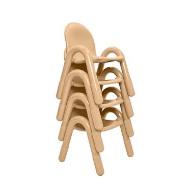 Imagem de Cadeira infantil infantil de 28 cm, bronzeada, pacote com 4, solução de assento ergonômica empilhável para salas de aula e escolas domésticas