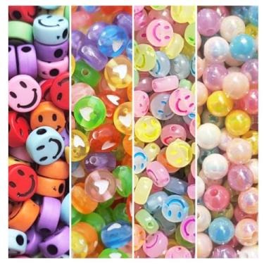Imagem de 400 Miçanga Entremeio Letra Coração Smile Pérola Missanga Bijuteria Artesanato (Smile fluor smile coração color)