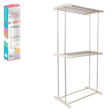 Imagem de Varal de Roupas de chão para apartamento 2 andares 120cm resistente compacto