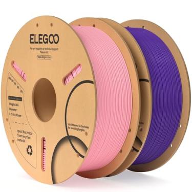Imagem de ELEGOO Filamento PLA 1,75mm Rosa e Roxo 2KG, Precisão Dimensional do Filamento da Impressora 3D +/- 0,02 mm, Carretel de Papelão de 2 Pacotes de 1kg (2,2lbs) Filamento de Impressão 3D