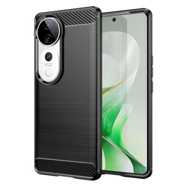Imagem de Capas Compatível com vivo S19 Pro,Resistente a riscos,Anti-impressão digital e proteção contra quedas.Botão de pressão flexível Proteção completa -Black