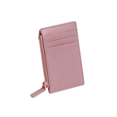 Imagem de Carteira de couro genuíno com porta-cartões e bolso frontal fino, porta-moedas, Indi Pink, One Size