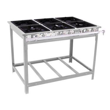 Imagem de Fogão Industrial Comercial Gás Extra Inox 30x30 6 Bocas 3 Duplas Ei6d3e e - Venâncio