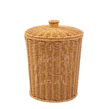 Imagem de Lixeira com tampa redonda 15l textura rattan oikos