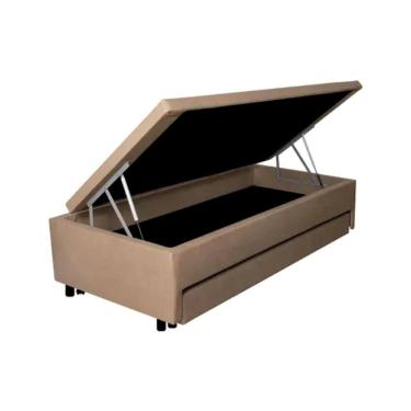 Imagem de Cama Box Baú Viúva com Auxiliar para Colchão 128x188x46cm