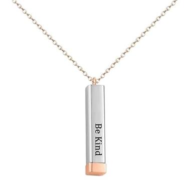 Imagem de DONDO'S Colar Be Kind of A Badass para mulheres, gravura 3D, barra vertical, pingente de tubo quadrado de aço inoxidável, com mensagem oculta, presentes de Natal para melhores amigas e irmãs, joias,