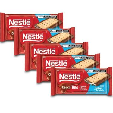 Imagem de Nestlé Chocotrio Cookies e Cream Kit 5 Barras de 90g