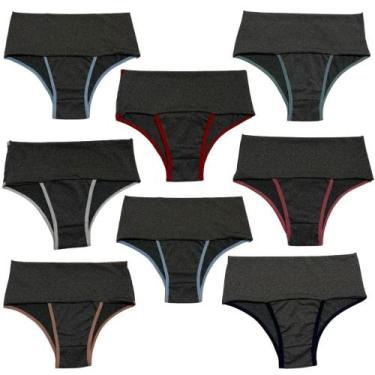 Imagem de Kit 8 Calcinha Modeladora Fitness Cós Alto Feminina Compressão Abdomin