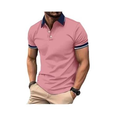 Imagem de Camisa Polo Masculina Manga Curta Branca - Casual de Verão, BR-G, Rosa