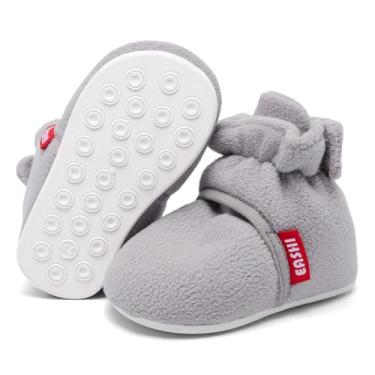 Imagem de Eashi Botinhas De Bebê Meninos Meninas Infantil Macio Antiderrapante Chinelos Criança Primeiros Passos Sapatos De Meia Quente Sola De Inverno Lã Aconchegante Garra Berço Ajustável Recém-Nascido Casa