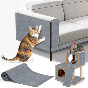Imagem de Almofadas de arranhão para gatos, tapete arranhador para sofá, parede e árvores de gatos – Almofada durável para arranhões com nano fita, almofadas para arranhões para gatos internos (cinza claro