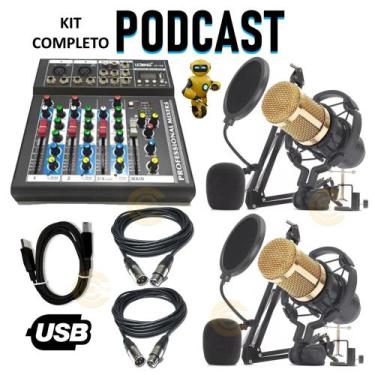 Imagem de Sistema Setup Podcaster Interface USB Com 2 Microfones Condensador Stu