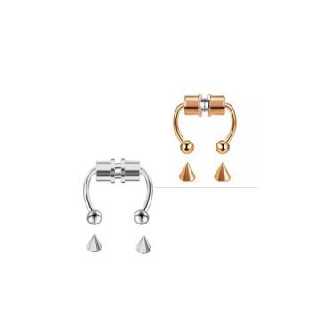 Imagem de Kit C 2 Piercing Magnético De Nariz Septo Falso - Yukio, Prata, Gold r