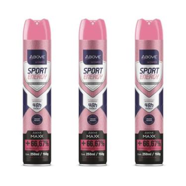 Imagem de Kit 3 Desodorante Above Aero 250ml Maxx Sport Energy Women