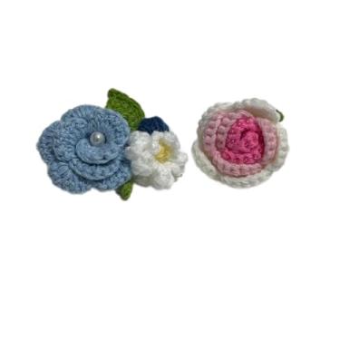 Imagem de Wtanrion Vintage fio trançado crochê rosa flor broche clipe feminino vestido decoração, Small, Acrilonitrila butadieno estireno Ferro, Pérola