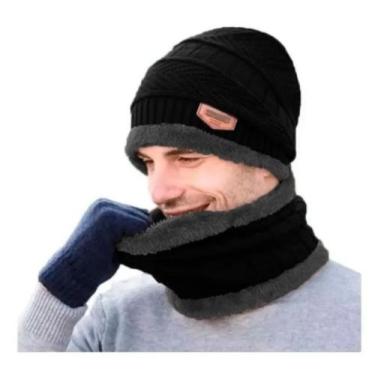 Imagem de Kit Inverno ( 1 Gola + 1 Touca ) Térmica  Frio Neve ( PRETO AZUL e CIN