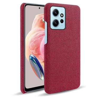 Imagem de Capa para Xiaomi Redmi Note 12 4G,Capa desenhada em lona,Case Protetora Ultrafina com Empunhadura Macia,Design em Tecido Antichoque e Antiarranhões-Red
