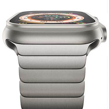 Imagem de NewWays Pulseira de titânio de grau 2 compatível com Apple Watch Ultra/Ultra 2 de 49 mm, iWatch série 10 de 46 mm e 45 mm séries 9/8/7 de 44 mm séries 6/5/4 SE, pulseira de titânio