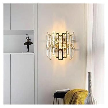 Imagem de Arandela, Luminária de parede LED moderna de luxo em cristal dourado e preto compatível com banheiro, sala de estar, quarto, corredor, lustres, dourado-laranja-cinza-laranja